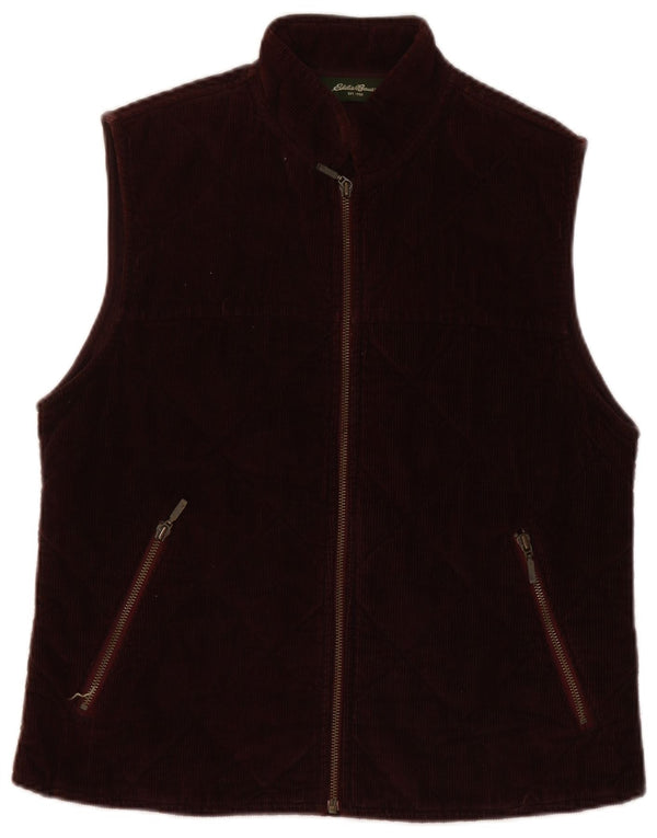 Gilet pentru femei Eddie Bauer din velur matlasat UK 12, bumbac maro mediu