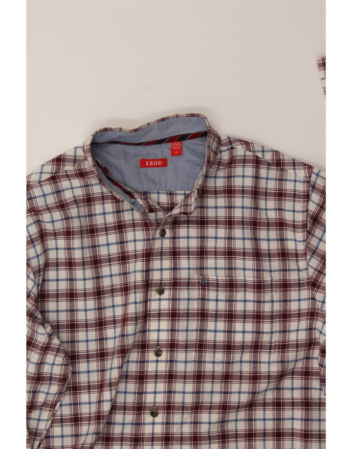 IZOD Mens Shirt Medium Burgundy Check Cotton Vintage Izod and Second-Hand Izod from Messina Hembry 