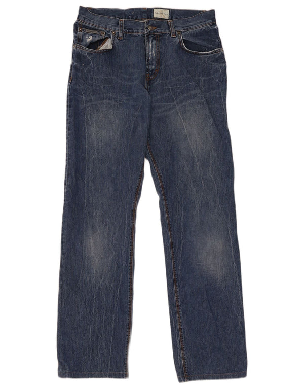 Calvin Klein Blugi Distressed Straight pentru bărbați W34 L31 Bumbac albastru