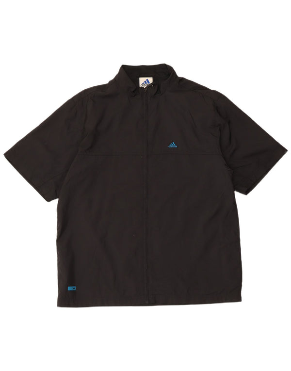 Trening pentru bărbați Adidas cu mânecă scurtă, jachetă de top, poliester negru mic