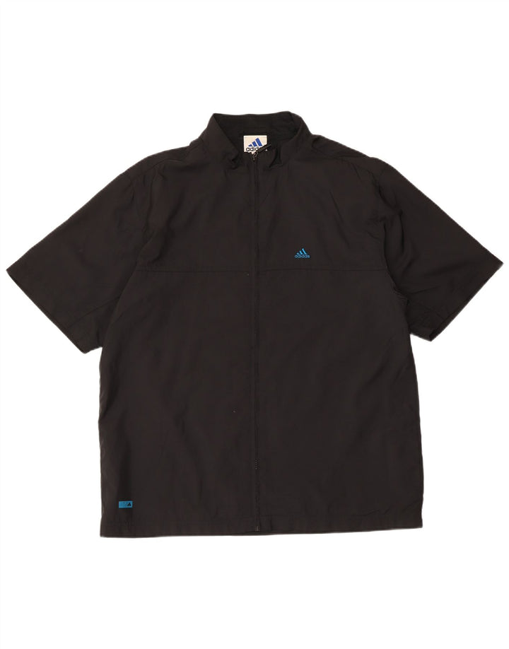 Trening pentru bărbați Adidas cu mânecă scurtă, jachetă de top, poliester negru mic