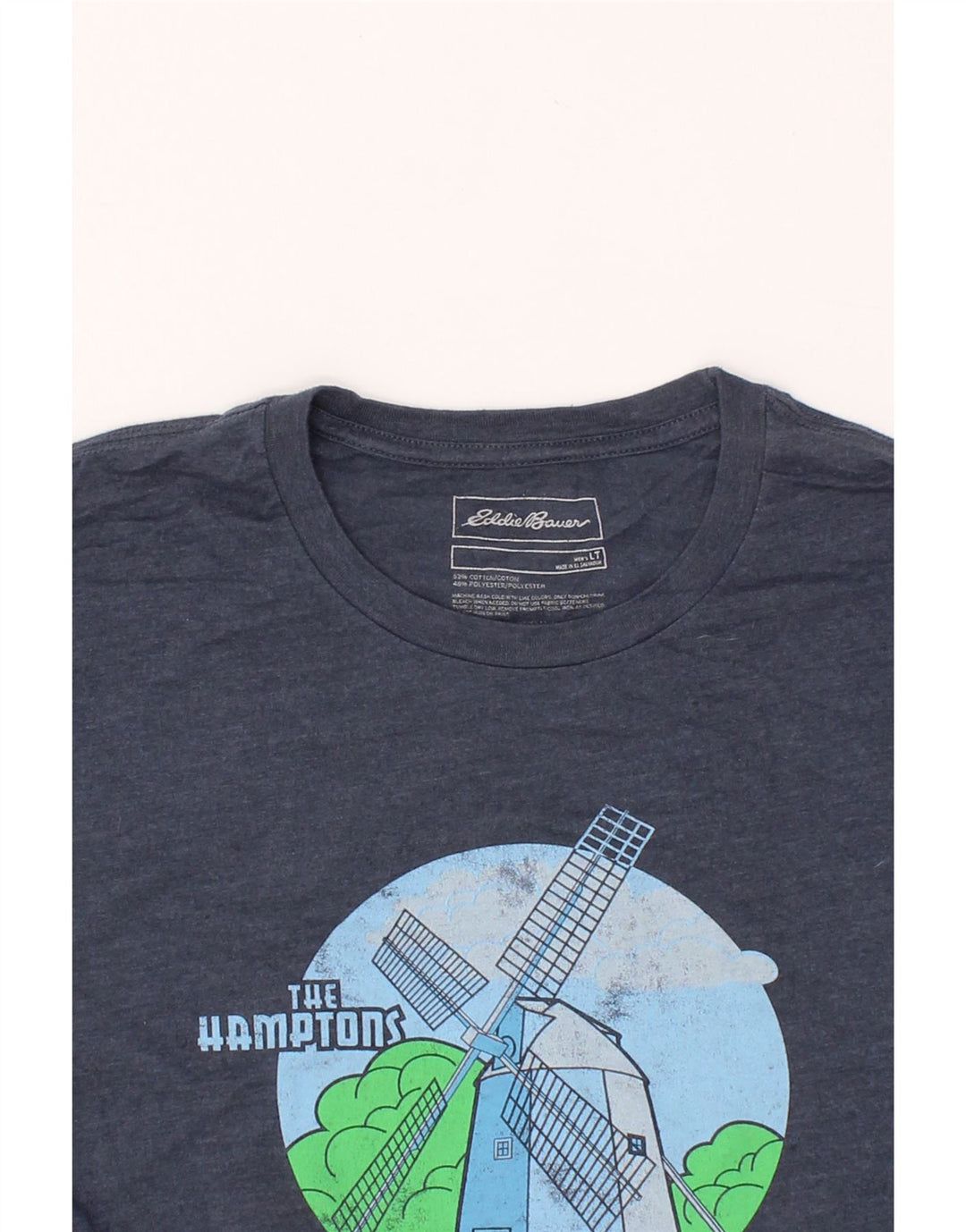 EDDIE BAUER Mens Graphic T-Shirt Top Large Navy Blue Cotton Vintage Eddie Bauer and Second-Hand Eddie Bauer from Messina Hembry 