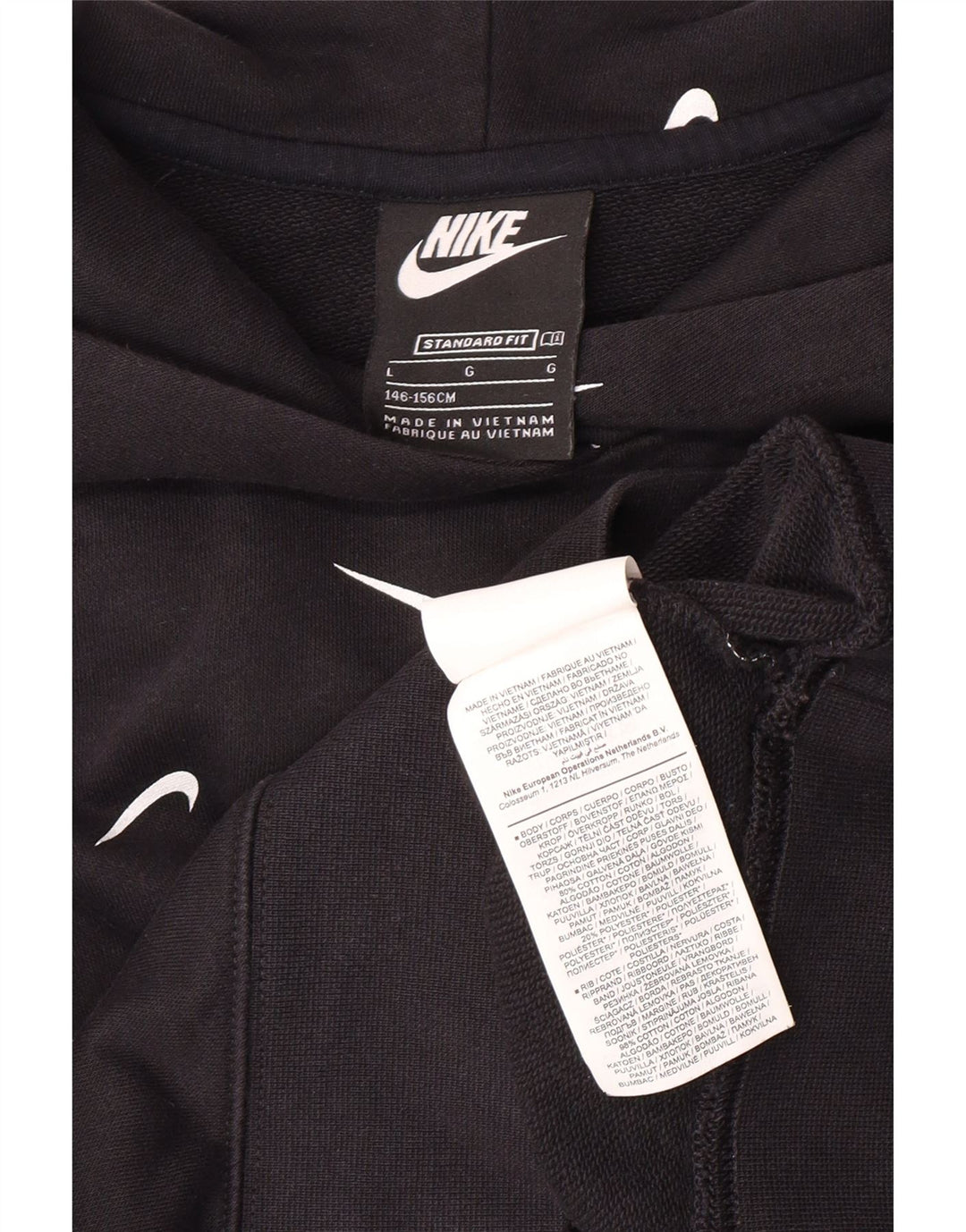 Pulover NIKE Standard Crop Graphic pentru fete, 12-13 ani, mare, negru