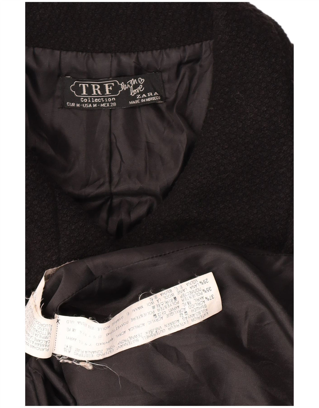 Pardesiu pentru femei Zara UK 12 Medium Negru Acrilic