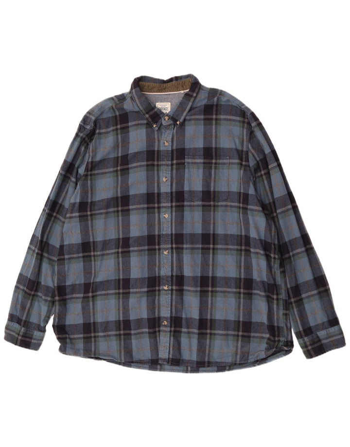 Cămașă de flanel pentru bărbați Fat Face Regular Fit 4XL, bumbac cu carouri bleumarin