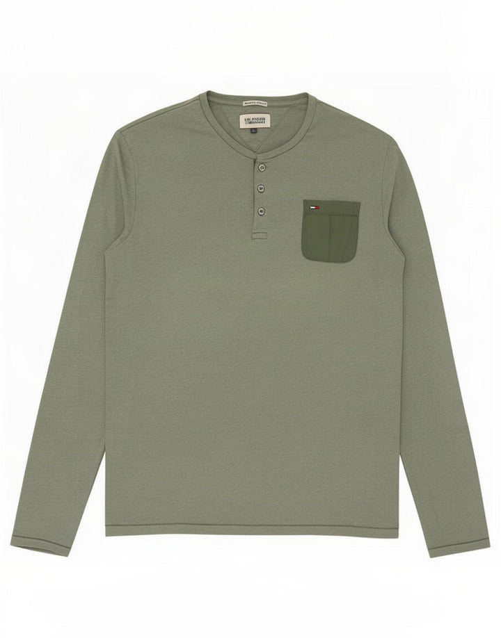 Top pentru bărbați Tommy Hilfiger cu mânecă lungă mare, gri bumbac cu pete