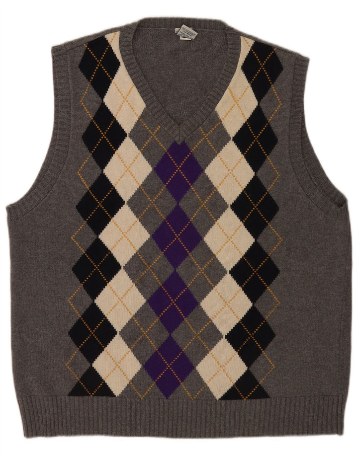Vestă pentru bărbați Old Navy Tank Top Mare Gri Argyle/Diamond Bumbac