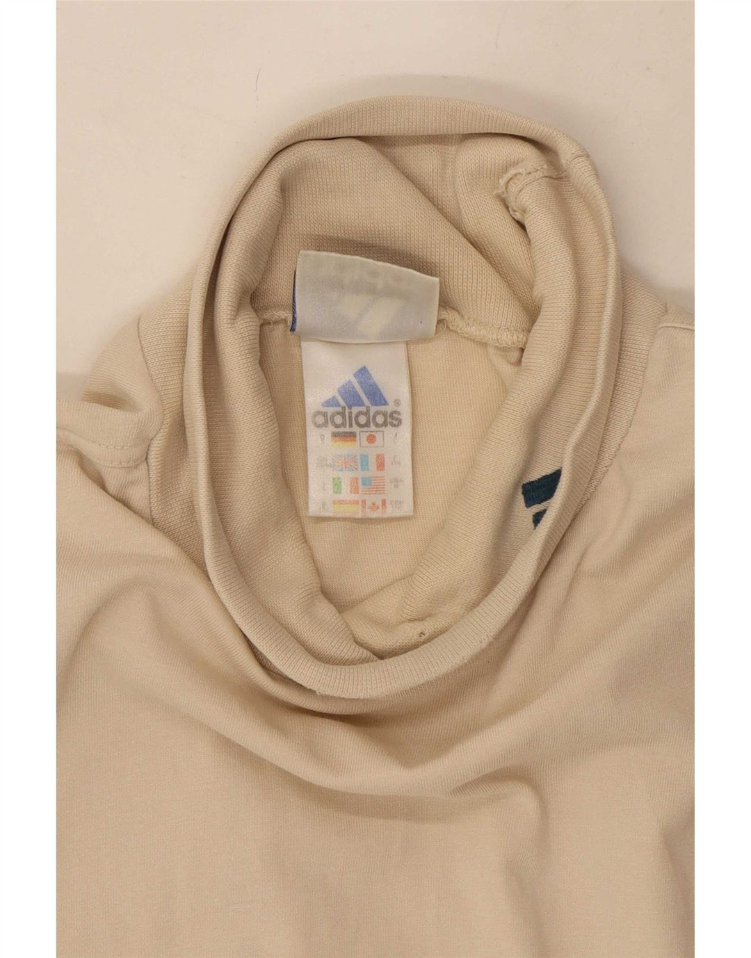 Adidas Mens Top Maneca Lunga UK 38/40 Medium Bej Bumbac