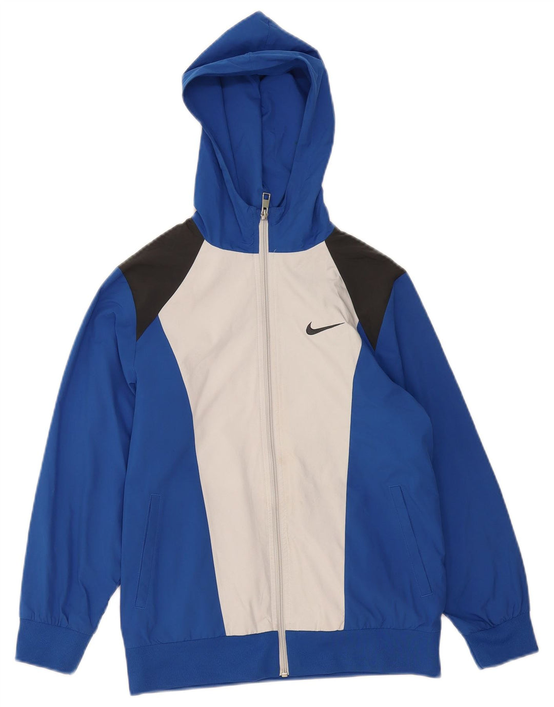 Jachetă de trening cu glugă Nike pentru băieți 10-11 ani, albastru mediu, color block