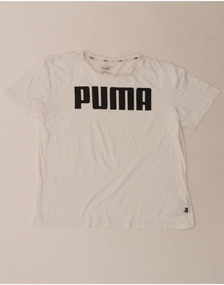 PUMA Womens Graphic T-Shirt Top UK 14 Medium White Cotton Vintage Puma and Second-Hand Puma from Messina Hembry 