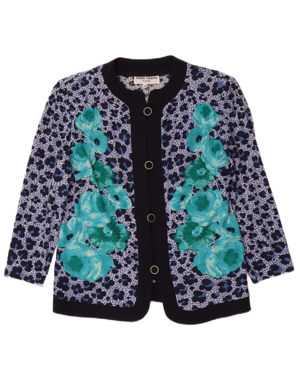 PIERRE CARDIN Womens 3/4 Sleeve Blazer Jacket EU 48 2XL Blue Floral