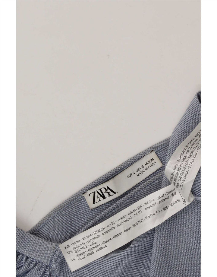 Top cu umeri decupați Zara pentru femei UK 8 Small Blue Viscose