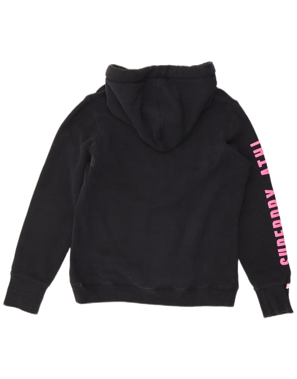 SUPERDRY Pulover cu glugă cu grafic pentru femei UK 18 XL bumbac negru