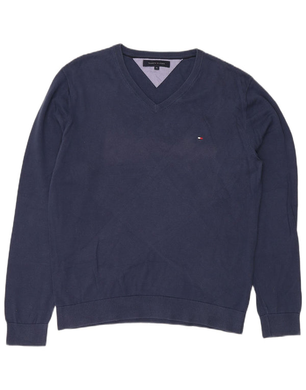 Pulover pentru bărbați TOMMY HILFIGER Pulover cu decolteu în V XL Bumbac bleumarin