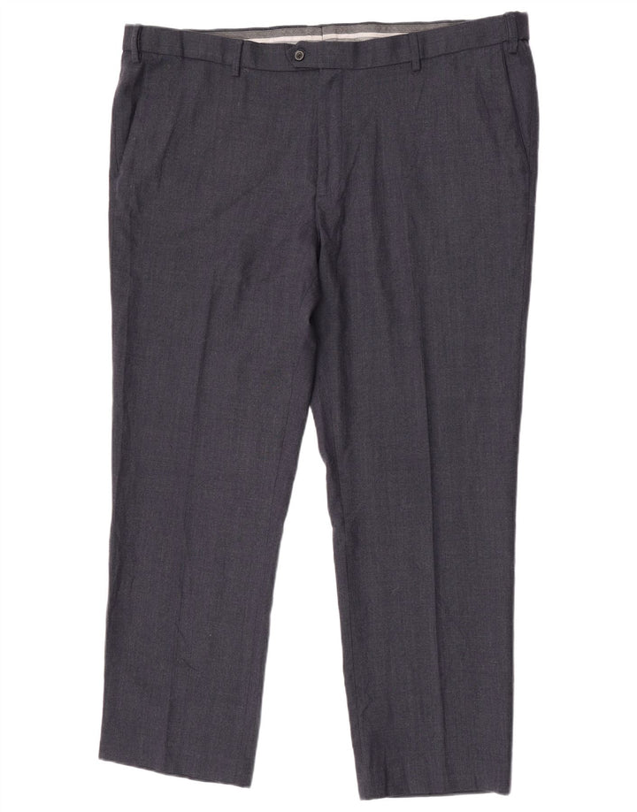 Pantaloni de costum pentru bărbați Marks & Spencer, cu tăiere obișnuită, L44 L31 Lână bleumarin