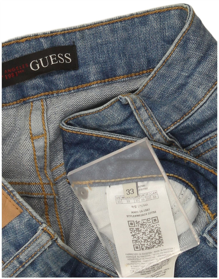 Blugi slim pentru bărbați Guess Distressed W33 L32 Bumbac albastru
