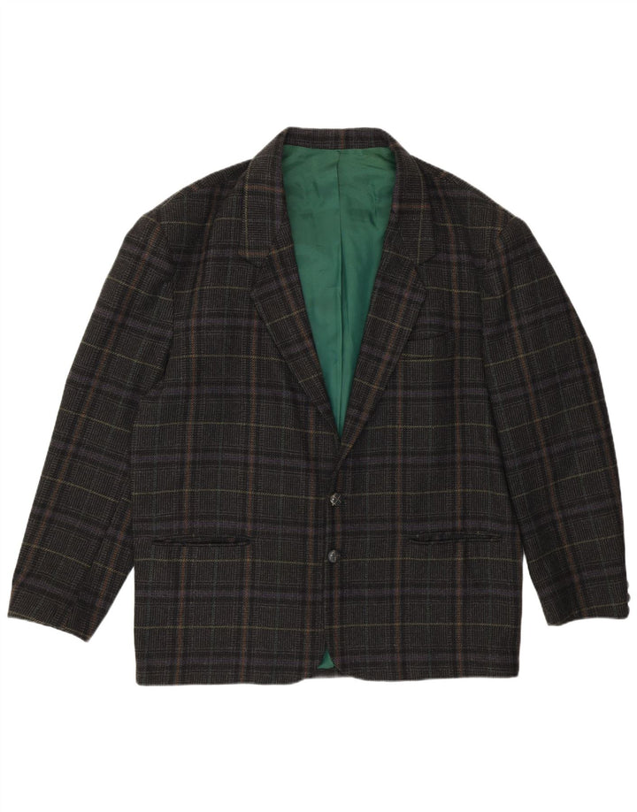 Jachetă pentru bărbați VINTAGE cu 2 nasturi IT 54 2XL Lână cu carouri gri