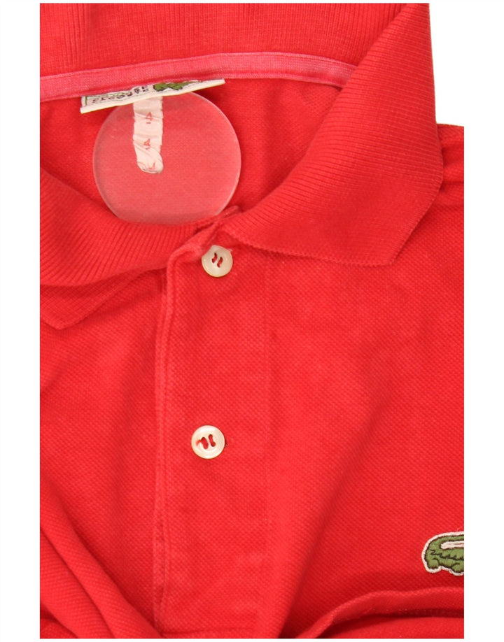 Tricou polo pentru bărbați Lacoste cu mânecă lungă, mărime 4, bumbac roșu mediu