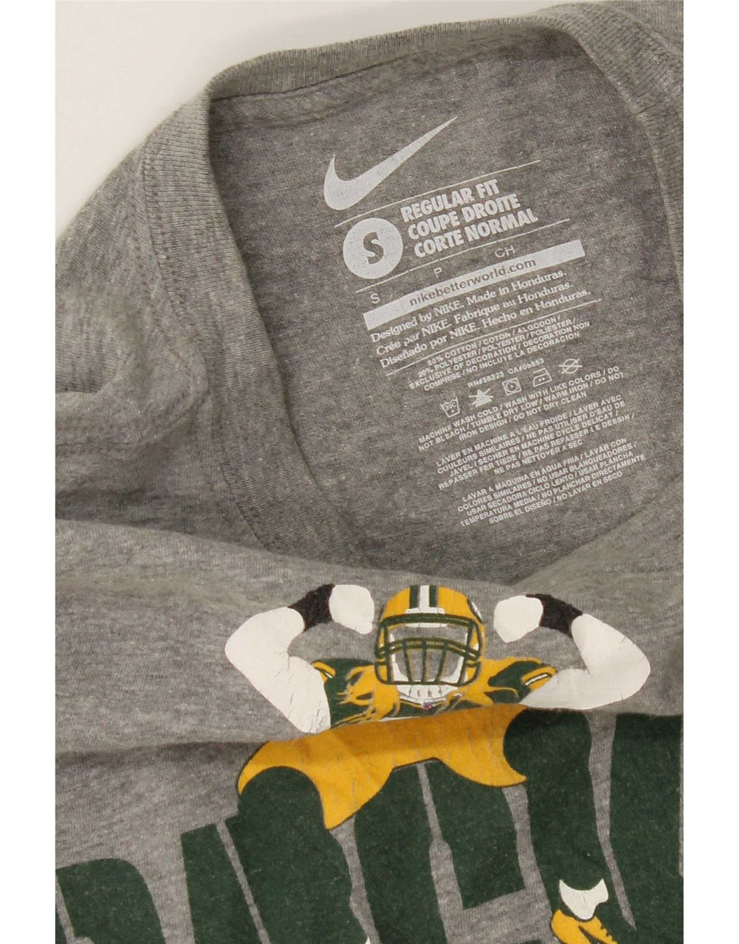 Nike pentru bărbați Packers Graphic Top cu mânecă lungă, bumbac, gri mic
