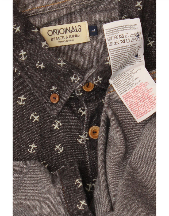 Cămașă cu mânecă scurtă Jack & Jones pentru bărbați, bumbac, gri mare