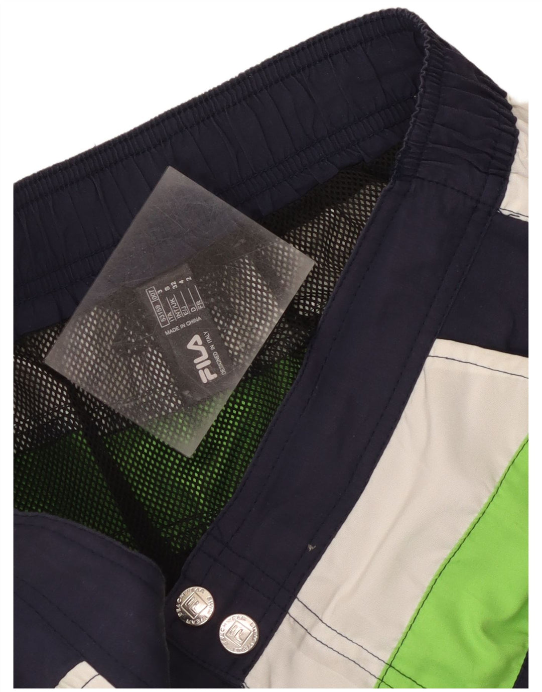 Pantaloni scurți de înot cu grafică Fila pentru bărbați, din poliester color bloc, albastru marin