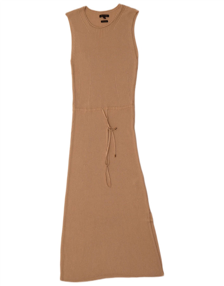 Massimo Dutti Rochie Maxi fără mâneci pentru femei UK 12 Medium Beige Viscose