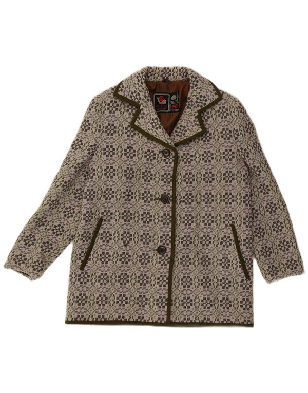 Jachetă Eclipse pentru femei, cu 3 nasturi, UK 14, lână geometrică, gri mediu