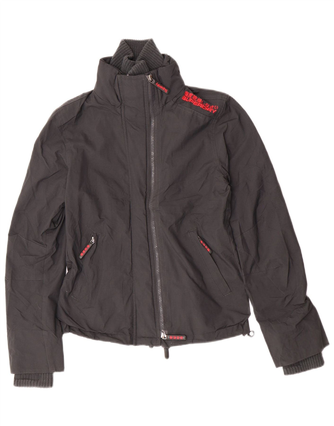 Jachetă de ploaie grafică Superdry pentru femei UK 10 Small Gri Nylon