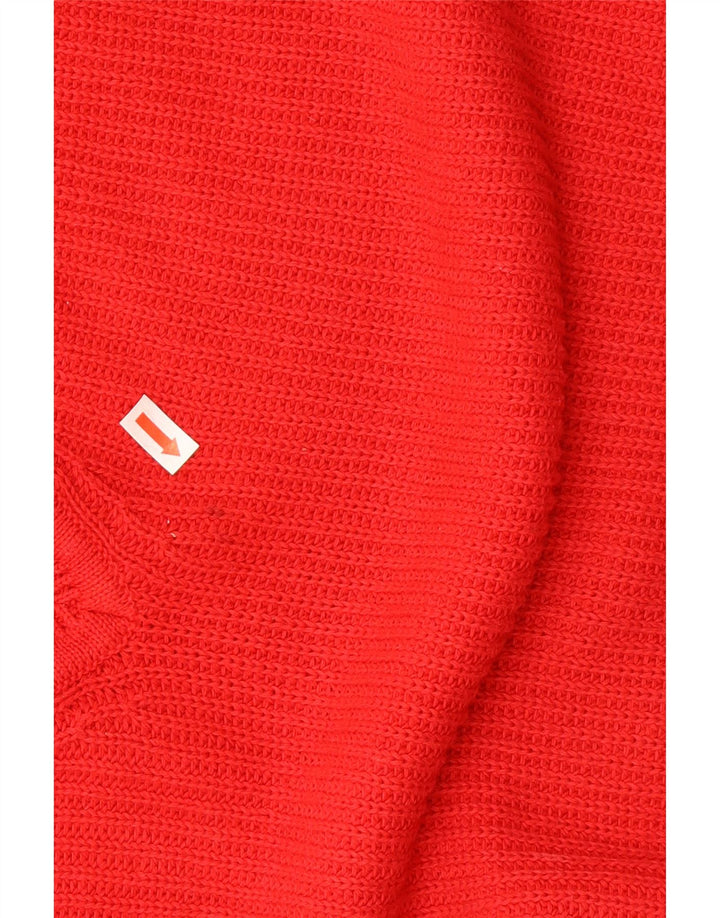 VINTAGE Mens V-Neck Jumper Sweater Medium Red Vintage Vintage and Second-Hand Vintage from Messina Hembry 