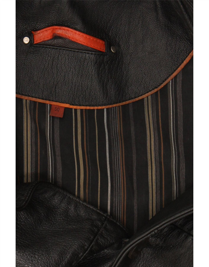 VINTAGE Mens Leather Jacket IT 50 Large Black Leather Vintage Vintage and Second-Hand Vintage from Messina Hembry 