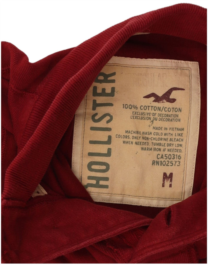 Pulover Hollister pentru bărbați, cu grafică, cu gât, bumbac, roșu mediu