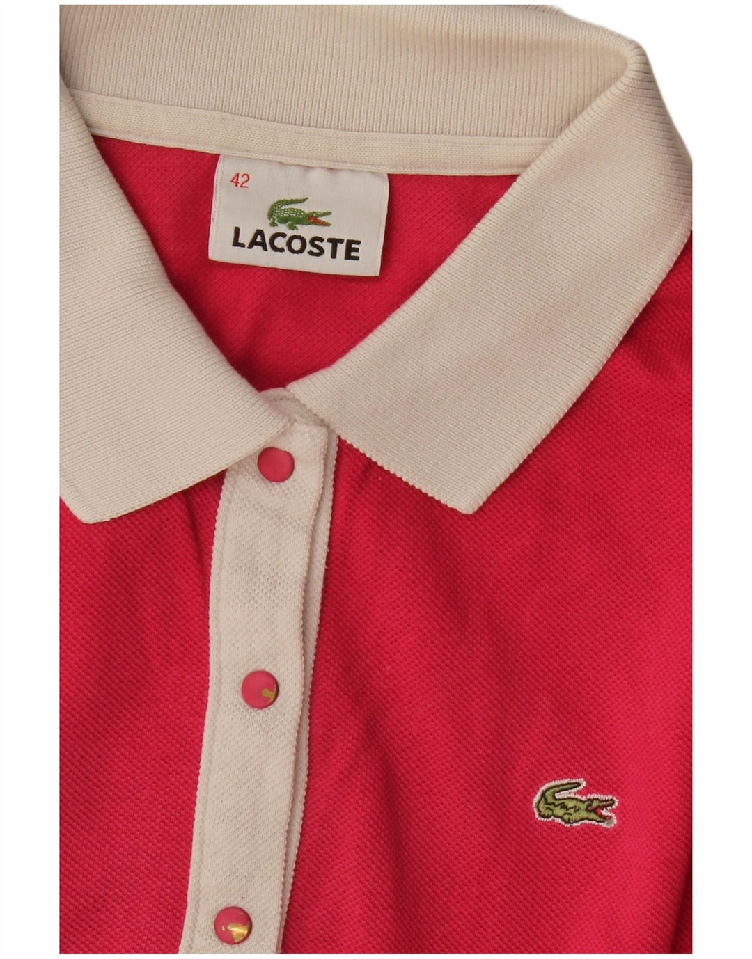LACOSTE Womens Polo Shirt Size 42 Large Pink Colourblock Cotton Vintage Lacoste and Second-Hand Lacoste from Messina Hembry 