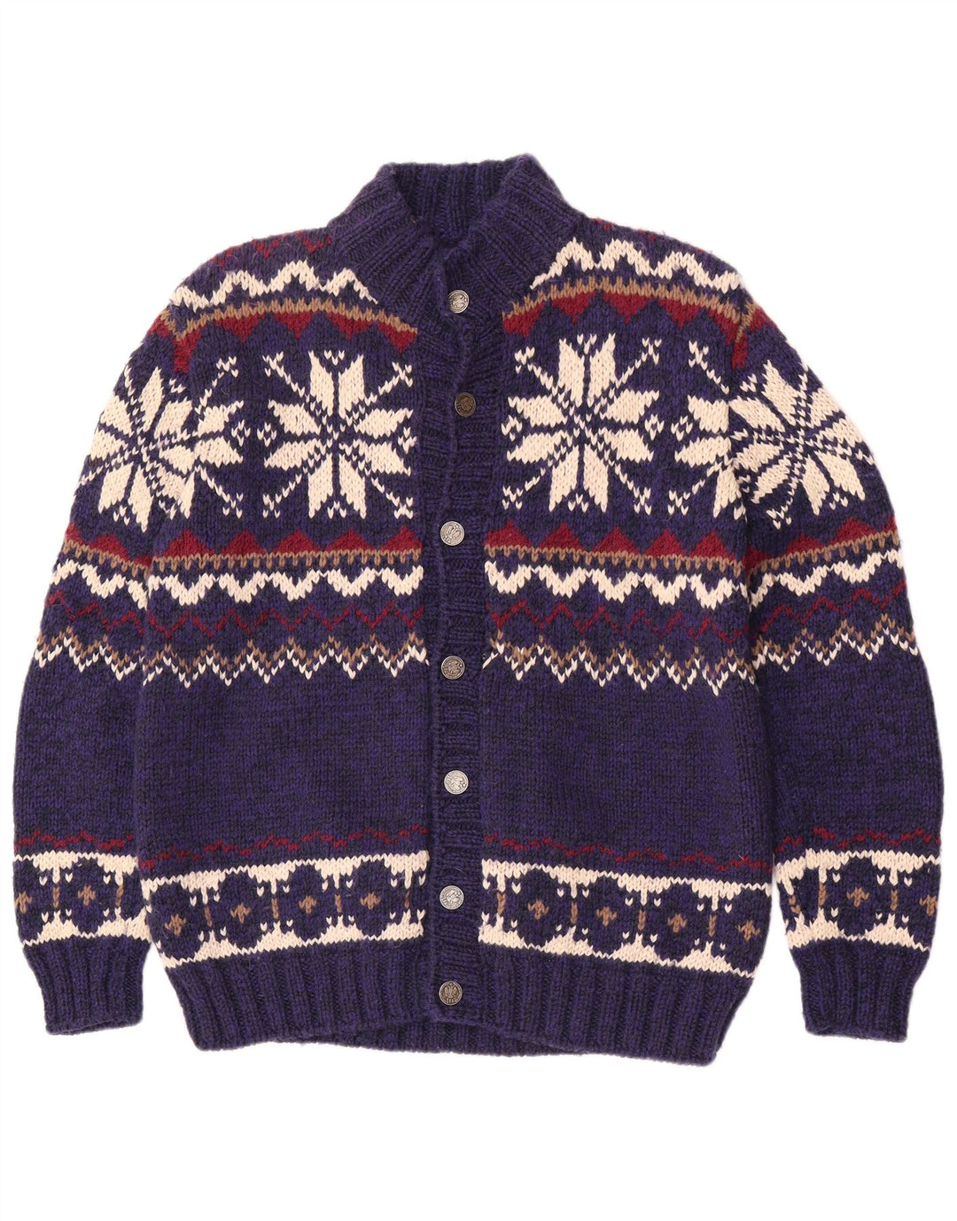 Pulover Cardigan Vintage pentru bărbați, albastru mediu Fair Isle