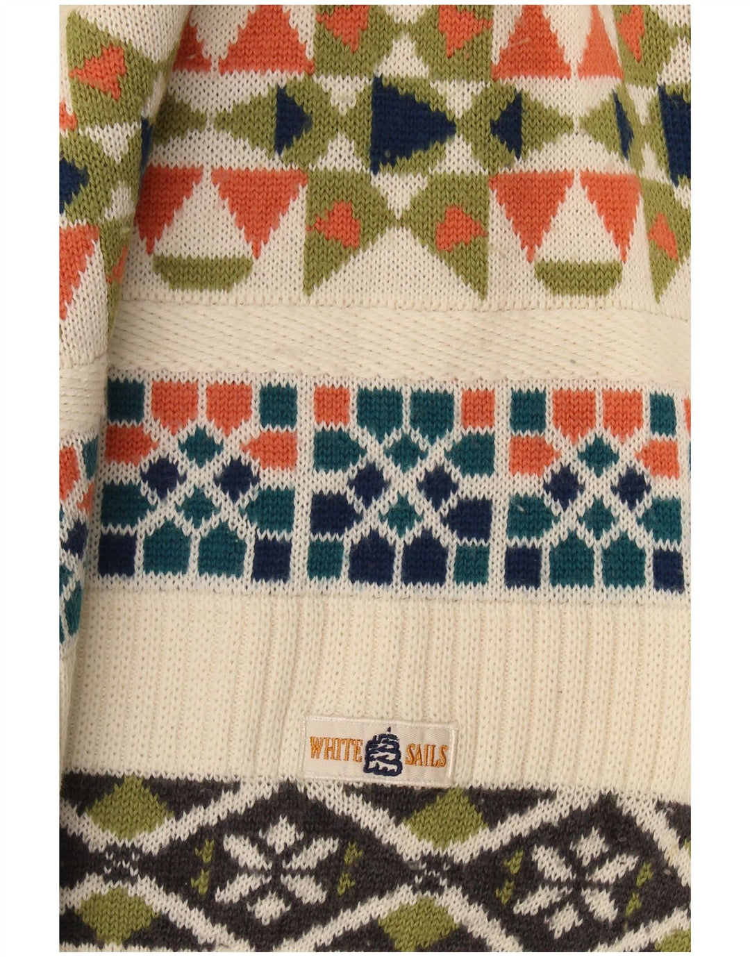 Pulover pentru bărbați White Sails cu gât crew pulover mare, bej, geometric