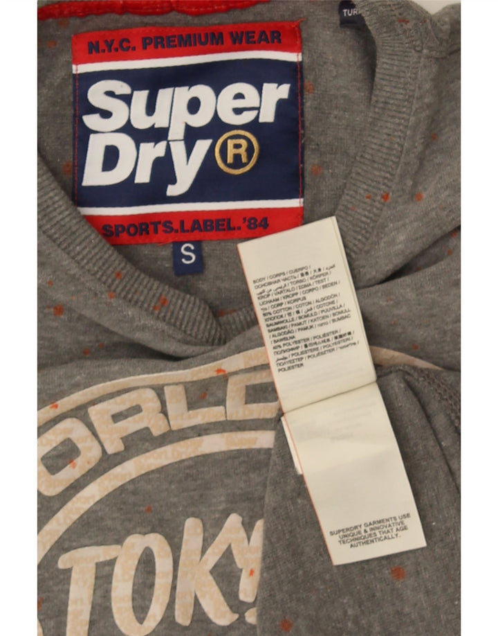 Tricou grafic pentru bărbați Superdry Top mic, gri, bumbac cu pete