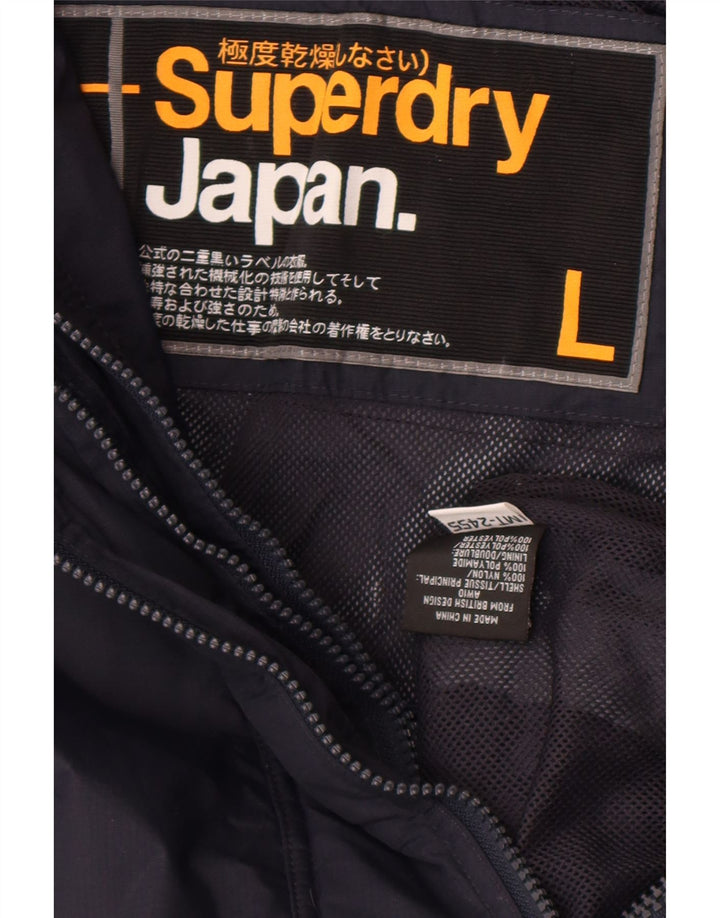 Jachetă de ploaie Superdry pentru femei UK 16 mare, albastru bleumarin, nailon