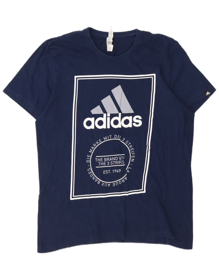 Tricou grafic ADIDAS pentru bărbați Top mare din bumbac bleumarin