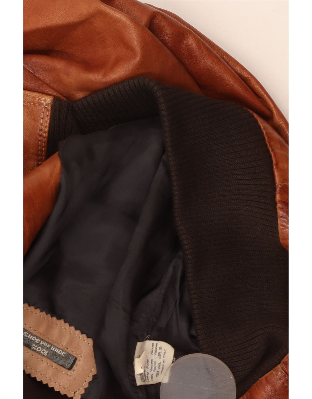 Jachetă de piele vintage pentru bărbați UK 38, viscoză maro medie