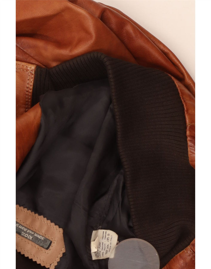 Jachetă de piele vintage pentru bărbați UK 38, viscoză maro medie