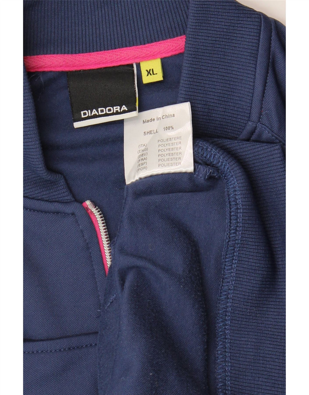 DIADORA Womens Tracksuit Top Jacket UK 18 XL Navy Blue Polyester Vintage Diadora and Second-Hand Diadora from Messina Hembry 