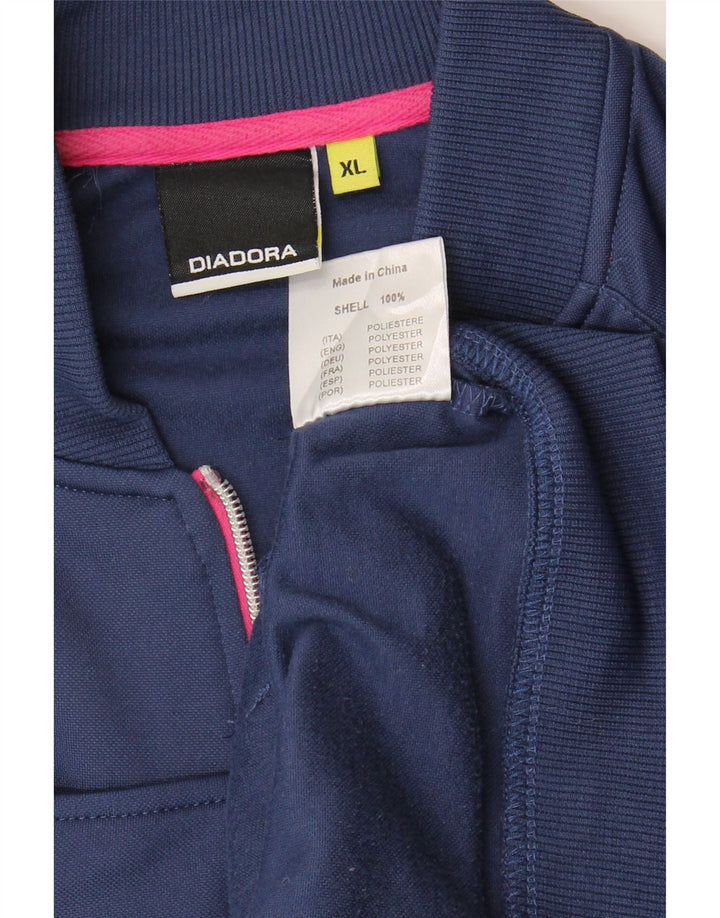 DIADORA Womens Tracksuit Top Jacket UK 18 XL Navy Blue Polyester Vintage Diadora and Second-Hand Diadora from Messina Hembry 