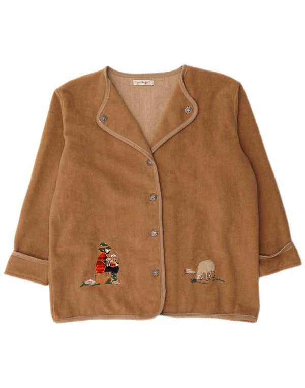 Jachetă vintage pentru femei cu grafică supradimensionată UK 18 XL Lână bej