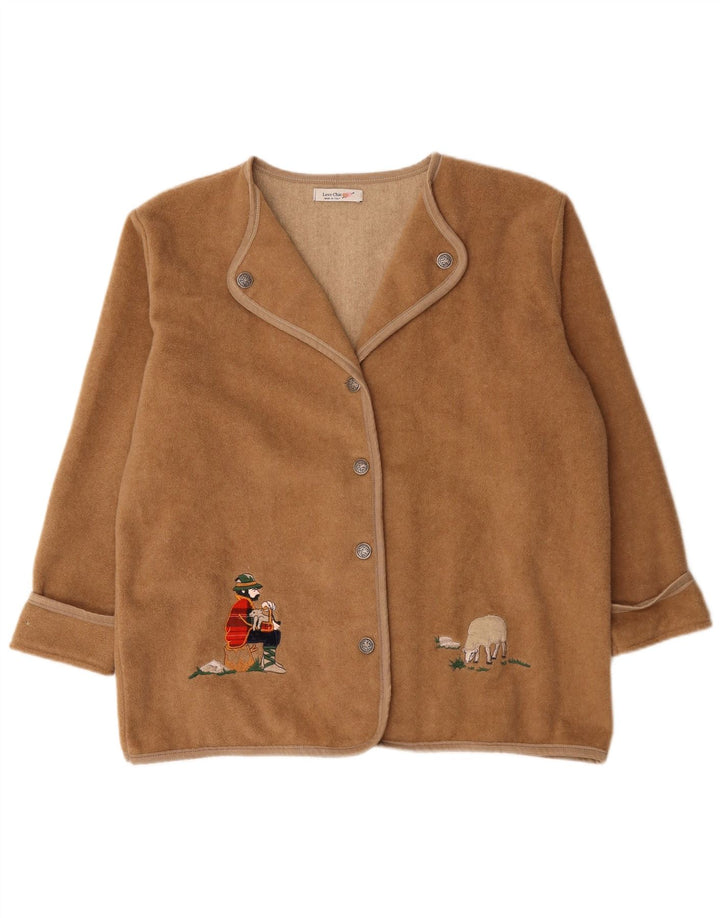 Jachetă vintage pentru femei cu grafică supradimensionată UK 18 XL Lână bej
