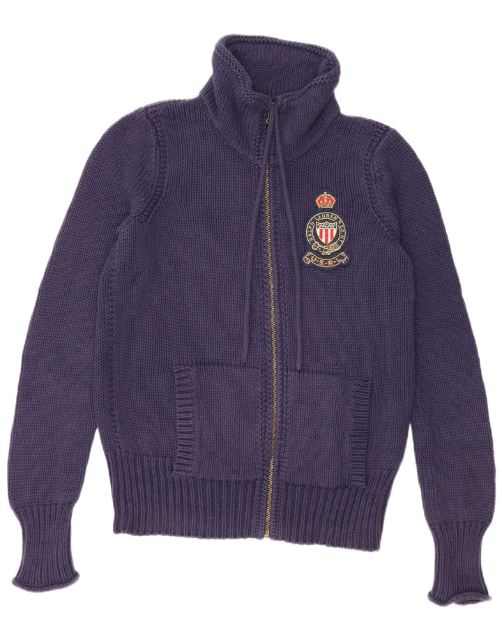 Pulover cardigan pentru femei RALPH LAUREN UK 14 mediu, bleumarin, bumbac