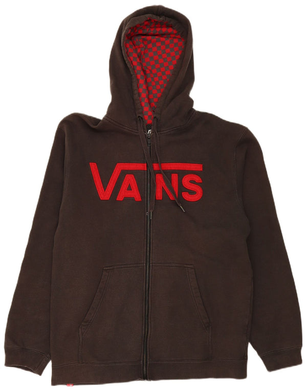 Pulover Vans pentru bărbați, cu fermoar, cu capota, mare, gri, bumbac color bloc