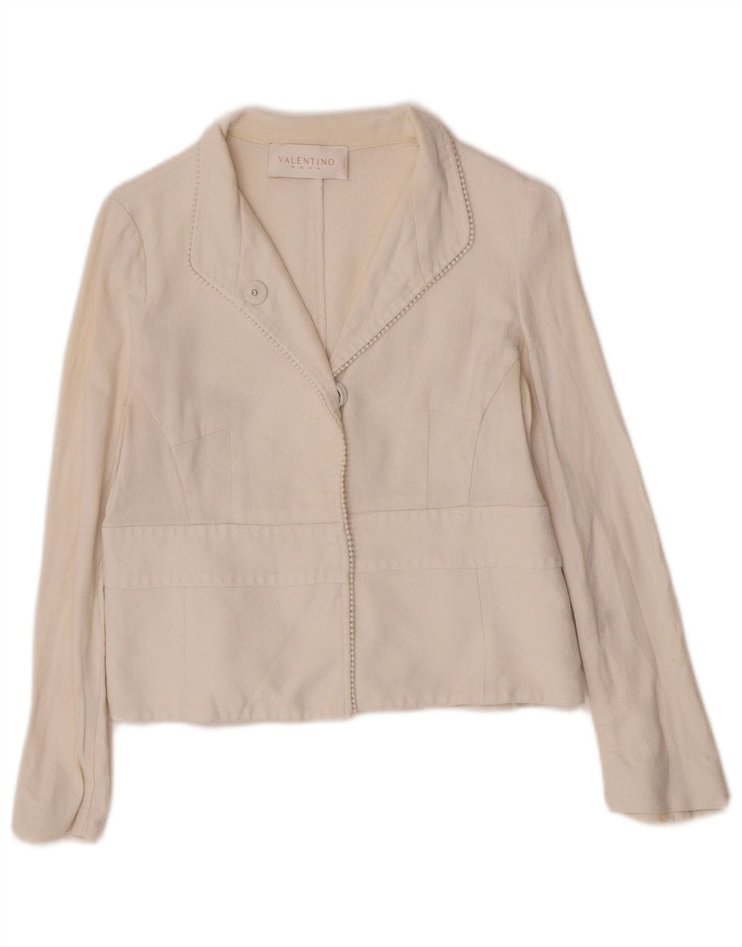 Jachetă Valentino pentru femei Crop 1 Button IT 44 Bumbac alb cadru mediu