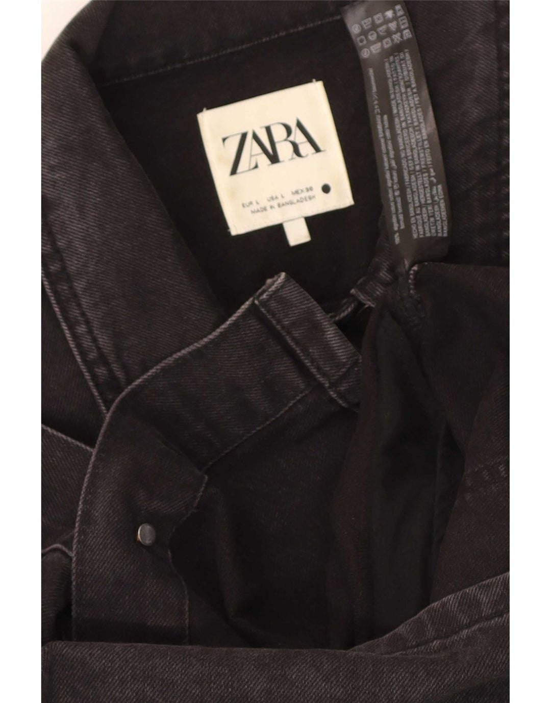 Palton de blugi pentru femei Zara UK 14 mare, negru, bumbac