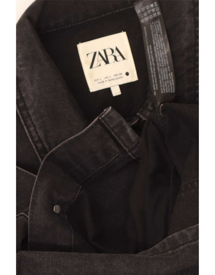 Palton de blugi pentru femei Zara UK 14 mare, negru, bumbac