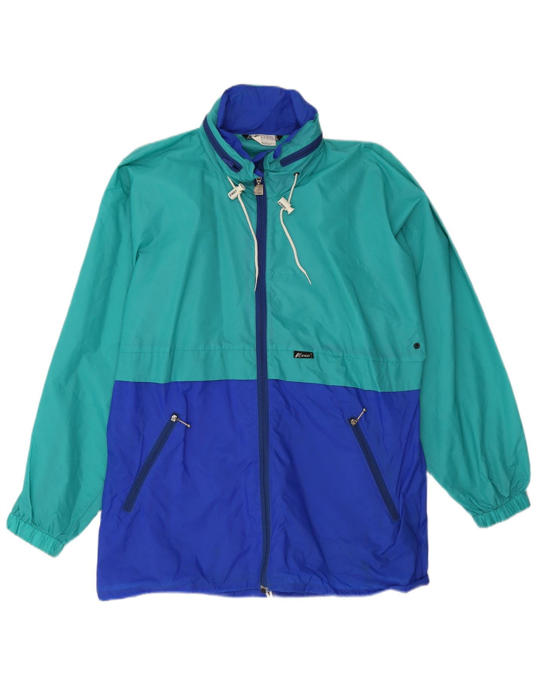Jachetă de ploaie cu glugă K-Way pentru bărbați UK 38 Medium Green Colorblock Poliamidă