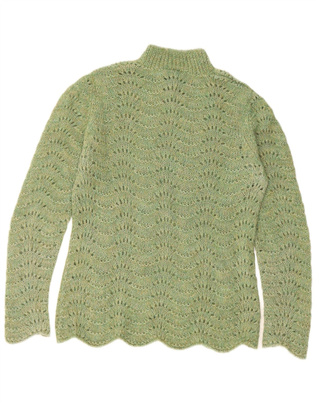 Pulover vintage cu gât țestoasă pentru femei UK 12 verde mediu